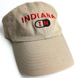 Indiana Hat 100% Cotton Tan Adjustable Back Baseball Cap Hard To Find